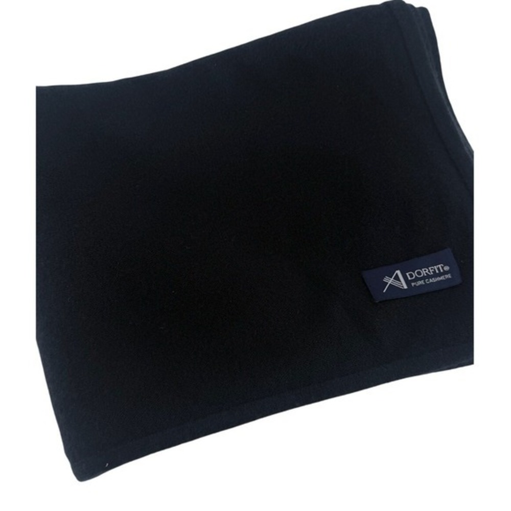 DORFIT Pure Cashmere Scarf Wrap Black Solid Oversized Luxury‎ Accessory - Picture 3 of 6